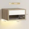 Juego de 2 Mesitas de Noche Flotantes con Luces LED RGB Control de APP Cajón Estante Abierto Natural y Blanco - Ogal.Es
