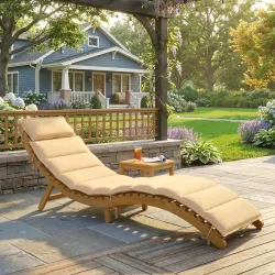 Tumbona Plegable de Madera de Acacia con Cojín Reposacabezas Asa de Transporte para Jardín Terraza 183x54x63 cm ... - Ogal.Es