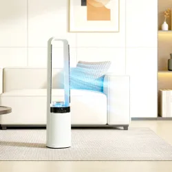 Ventilador de Torre Silencioso sin Aspas con Luces LED de 4 Colores Mando a Distancia Temporizador de 12 horas B... - Ogal.Es