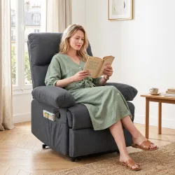 Sillón de Masaje Sillón Relax Reclinable con 8 Puntos de Masaje Función de Calefacción 85x93x103 cm Gris - Ogal.Es