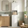 Armario Alto de Baño con Cesto Ropa Sucia con Compartimentos Abiertos y Estantes Ajustables 40x30x170 cm Blanco - Ogal.Es