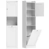 Armario Alto de Baño con Cesto Ropa Sucia con Compartimentos Abiertos y Estantes Ajustables 40x30x170 cm Blanco - Ogal.Es