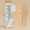 Armario Alto de Baño con Cesto Ropa Sucia con Compartimentos Abiertos y Estantes Ajustables 40x30x170 cm Blanco - Ogal.Es