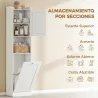 Armario Alto de Baño con Cesto Ropa Sucia con Compartimentos Abiertos y Estantes Ajustables 40x30x170 cm Blanco - Ogal.Es