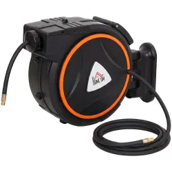 Manguera Compresor Aire 20 m + 2 m Conector de 1/4'' BSP con Soporte para Pared Giratorio 180° Negro - Ogal.Es