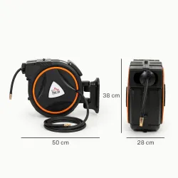Manguera Compresor Aire 20 m + 2 m Conector de 1/4'' BSP con Soporte para Pared Giratorio 180° Negro - Ogal.Es