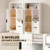 Armario de Baño con 2 Cajones Compartimento Abierto y Estantes Ajustables para Espacio Pequeño 50x25x100 cm Blanco - Ogal.Es