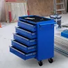 Carro Caja de Herramientas Taller Movil con 5 Cajones 4 Ruedas Chapa de Acero Azul - Ogal.Es