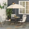 Conjunto de Muebles para Jardín con 4 Sillas 1 Mesa y 1 Parasol Texteline Aluminio y Poliéster Beige - Ogal.Es