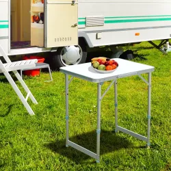 Mesa Plegable de Picnic como una maleta para playa camping 60x45x64cm Aluminio Altura Ajustable - Ogal.Es