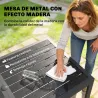 Conjunto de Mesa y Sillas Jardín con Mesa Metálica con Agujero y 6 Sillas Apilables Transpirables para Terraza Gris - Ogal.Es