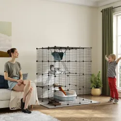 Jaula Grande para Gatos Interior de 4 Niveles con 5 Puertas 3 Plataformas de Salto 3 Rampas Hamaca 105x105x140 c... - Ogal.Es