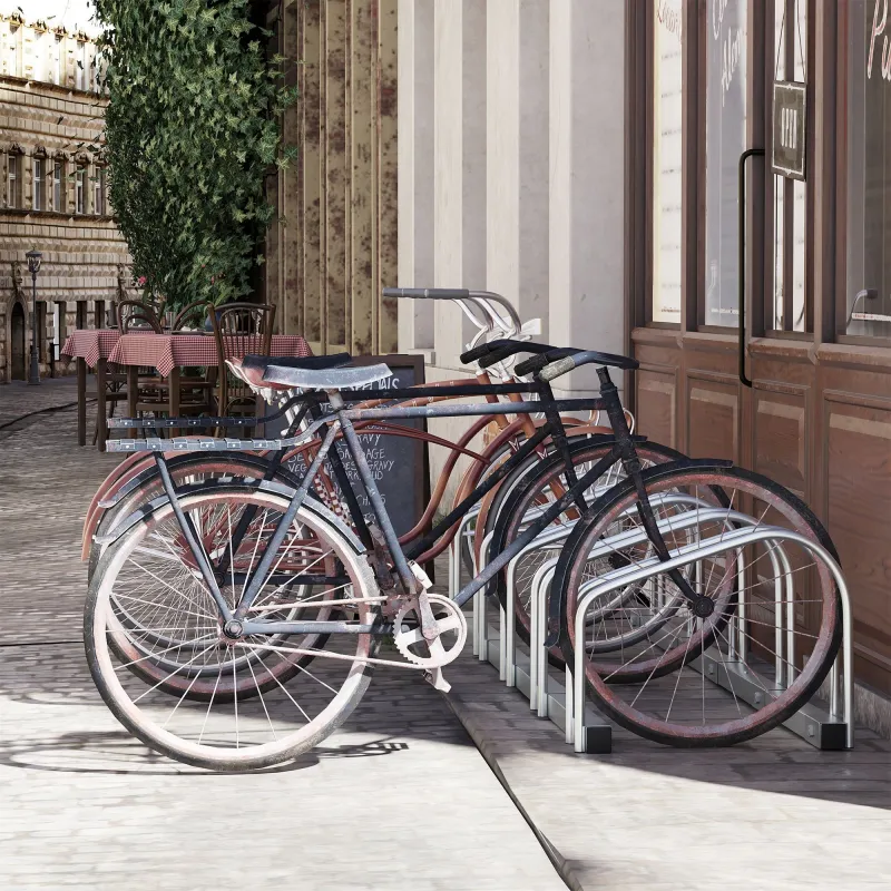 Aparcamiento para 5 Bicicletas Estacionamiento para Aparcar Bicicletas para Interior y Exterior 145x33x27cm Plata - Ogal.Es