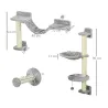 Juego de Escalada para Gatos de Pared 4 Piezas con Hamaca Bola Plataformas 84,5x19x54 cm Gris y Beige - Ogal.Es