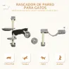 Juego de Escalada para Gatos de Pared 4 Piezas con Hamaca Bola Plataformas 84,5x19x54 cm Gris y Beige - Ogal.Es