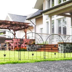 Set de 5 Vallas para Jardín Metálicas 300x70 cm Combinación Libre Barrera para Animales para Patio Césped Negro - Ogal.Es