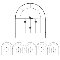 Set de 5 Vallas para Jardín Metálicas 300x70 cm Combinación Libre Barrera para Animales para Patio Césped Negro - Ogal.Es