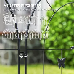 Set de 5 Vallas para Jardín Metálicas 300x70 cm Combinación Libre Barrera para Animales para Patio Césped Negro - Ogal.Es