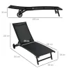 Lote de 2 tumbonas de aluminio y textileno con ruedas, respaldo reclinable carga máx. 150 kg Negro - Ogal.Es