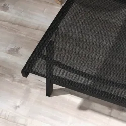 Lote de 2 tumbonas de aluminio y textileno con ruedas, respaldo reclinable carga máx. 150 kg Negro - Ogal.Es