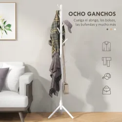 Perchero de Pie de Madera Forma de Árbol con 8 Ganchos para Colgar Ropa Bolsos en Pasillo Entrada 40x40x165 cm B... - Ogal.Es