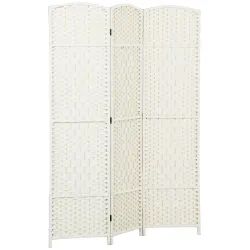 Separador de Ambientes de 3 Paneles Biombo Plegable 135x180 cm Pantalla de Privacidad de Polipropileno Blanco - Ogal.Es