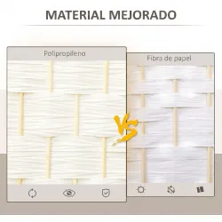 Separador de Ambientes de 3 Paneles Biombo Plegable 135x180 cm Pantalla de Privacidad de Polipropileno Blanco - Ogal.Es