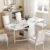 Mesa Plegable de Comedor con Alas Abatibles 4 Compartimentos 3 Formas para Cocina Salón 169x60x75 cm Blanco - Ogal.Es