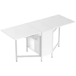 Mesa Plegable de Comedor con Alas Abatibles 4 Compartimentos 3 Formas para Cocina Salón 169x60x75 cm Blanco - Ogal.Es