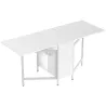 Mesa Plegable de Comedor con Alas Abatibles 4 Compartimentos 3 Formas para Cocina Salón 169x60x75 cm Blanco - Ogal.Es