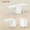 Mesa Plegable de Comedor con Alas Abatibles 4 Compartimentos 3 Formas para Cocina Salón 169x60x75 cm Blanco - Ogal.Es