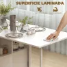 Mesa Plegable de Comedor con Alas Abatibles 4 Compartimentos 3 Formas para Cocina Salón 169x60x75 cm Blanco - Ogal.Es