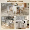 Mesa Plegable de Comedor con Alas Abatibles 4 Compartimentos 3 Formas para Cocina Salón 169x60x75 cm Blanco - Ogal.Es