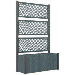 Jardinera con Enrejado de Ratán Jardinera Exterior Grande para Plantas Trepadoras Maceta con Forro Gris Oscuro - Ogal.Es