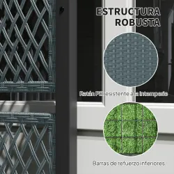Jardinera con Enrejado de Ratán Jardinera Exterior Grande para Plantas Trepadoras Maceta con Forro Gris Oscuro - Ogal.Es