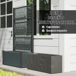 Jardinera con Enrejado de Ratán Jardinera Exterior Grande para Plantas Trepadoras Maceta con Forro Gris Oscuro - Ogal.Es