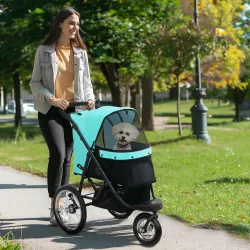 Carrito para perros, cochecito para mascotas para perros y gatos pequeños, con cesta de almacenamiento, diseño p... - Ogal.Es