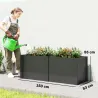 Huerto elevado de acero galvanizado, 150 x 53 x 55 cm, jardinera exterior con separador, Negro - Ogal.Es