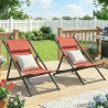 Lote de 2 tumbonas, tumbona plegable con reposacabezas en textilene reclinable 60 x 100 x 85 cm, rojo ladrillo - Ogal.Es