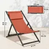 Lote de 2 tumbonas, tumbona plegable con reposacabezas en textilene reclinable 60 x 100 x 85 cm, rojo ladrillo - Ogal.Es
