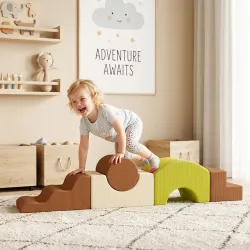 Juego de 5 Bloques de Espuma para Niños Bloques de Psicomotricidad con Base Antideslizante Funda Extraíble 3-6 Años - Ogal.Es