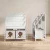 Librería Infantil de 4 Niveles Estantería para Libros con 3 Estantes 2 Cajones de Tela con Diseño de León Blanco - Ogal.Es