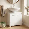 Mueble Bajo Lavabo de Baño Moderno Independiente con Recorte en U Estante Ajustable Blanco - Ogal.Es