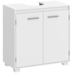 Mueble Bajo Lavabo de Baño Moderno Independiente con Recorte en U Estante Ajustable Blanco - Ogal.Es