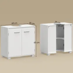 Mueble Bajo Lavabo de Baño Moderno Independiente con Recorte en U Estante Ajustable Blanco - Ogal.Es