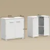 Mueble Bajo Lavabo de Baño Moderno Independiente con Recorte en U Estante Ajustable Blanco - Ogal.Es