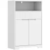 Armario de Baño Estrecho con Cajón con Frontal Acanalado Estante Abierto y Estante Ajustable 60x30x91,5 cm Blanco - Ogal.Es