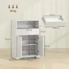 Armario de Baño Estrecho con Cajón con Frontal Acanalado Estante Abierto y Estante Ajustable 60x30x91,5 cm Blanco - Ogal.Es