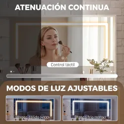 Tocador de Maquillaje con Espejo Luces LED Taburete 5 Cajones 2 Compartimentos y 2 Estantes de Cristal Blanco - Ogal.Es