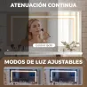 Tocador de Maquillaje con Espejo Luces LED Taburete 5 Cajones 2 Compartimentos y 2 Estantes de Cristal Blanco - Ogal.Es